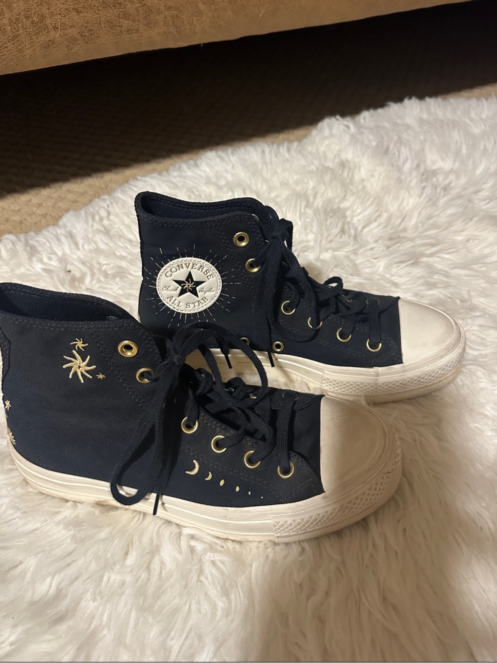 ConverseHigh-Top Sneakers with Gold Accents